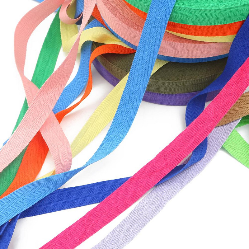 Κορδέλες 5μέτρων 2 εκ. Πολύχρωμες Ταινίες Ψαροκόκαλο 100% Βαμβακερή υφαντή κορδέλα Ράψιμο Overlock Υφασμάτινη ζώνη DIY Αξεσουάρ