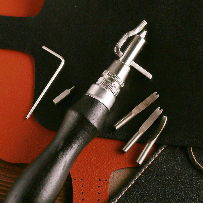 LMDZ 7 vienā daudzfunkcionāls ādas turētājs ar augstu oglekļa tēraudu, regulējams dūriens, rievojums, rokas garozas amatniecības rīks