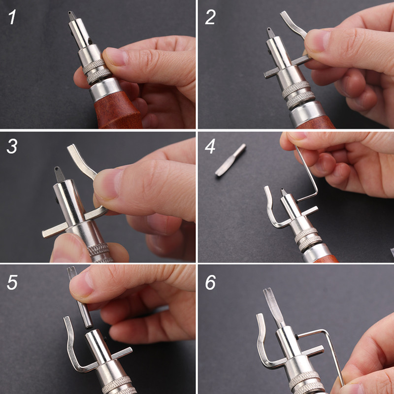 LMDZ 7 vienā daudzfunkcionāls ādas turētājs ar augstu oglekļa tēraudu, regulējams dūriens, rievojums, rokas garozas amatniecības rīks