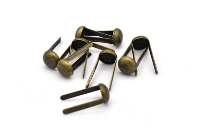 100 gab bronzas apaļas kupolveida maka pēdas, 10 mm rokassomu naglu galviņas apaļas kupolveida kniedes, ādas somas pēdas, somas konusa pēdas