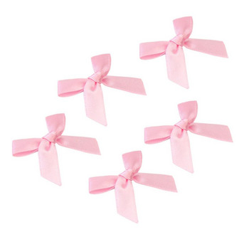 100PC 45*35 мм розови сатенени панделки с лъкове Декоративни опаковки Подаръчни малки цветни лъкове за занаяти Сватбени лъкове Раждане Направи си сам парти украса