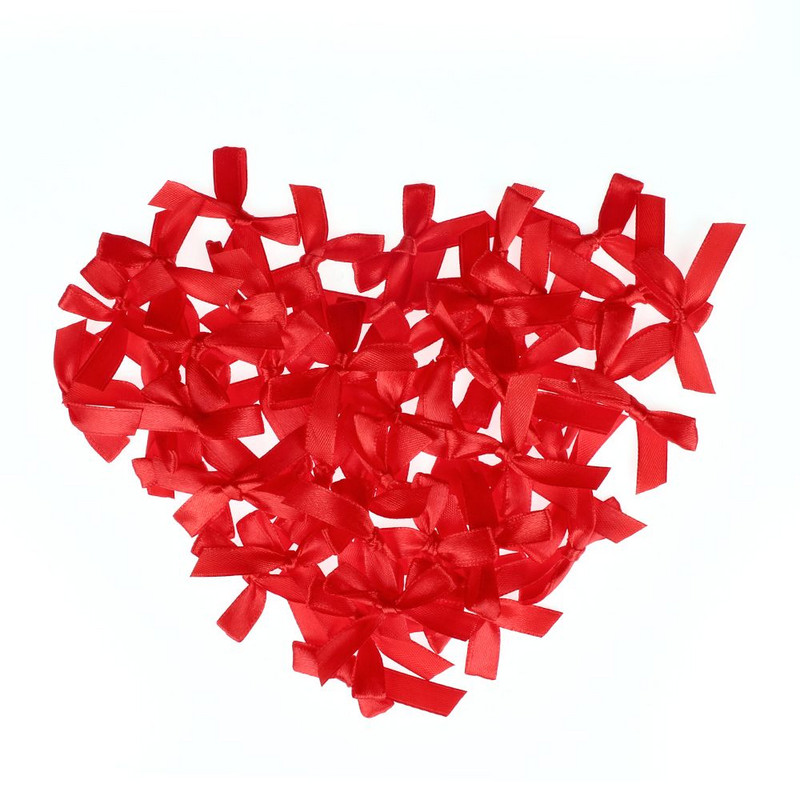 100 gab., 45*35 mm rozā satīna lentes bantītes dekorēšanas komplekti, dāvanu komplekti, mazi puķu bantītes amatniecībai kāzu bantītes piedzimšanai, DIY ballīšu dekorēšanai