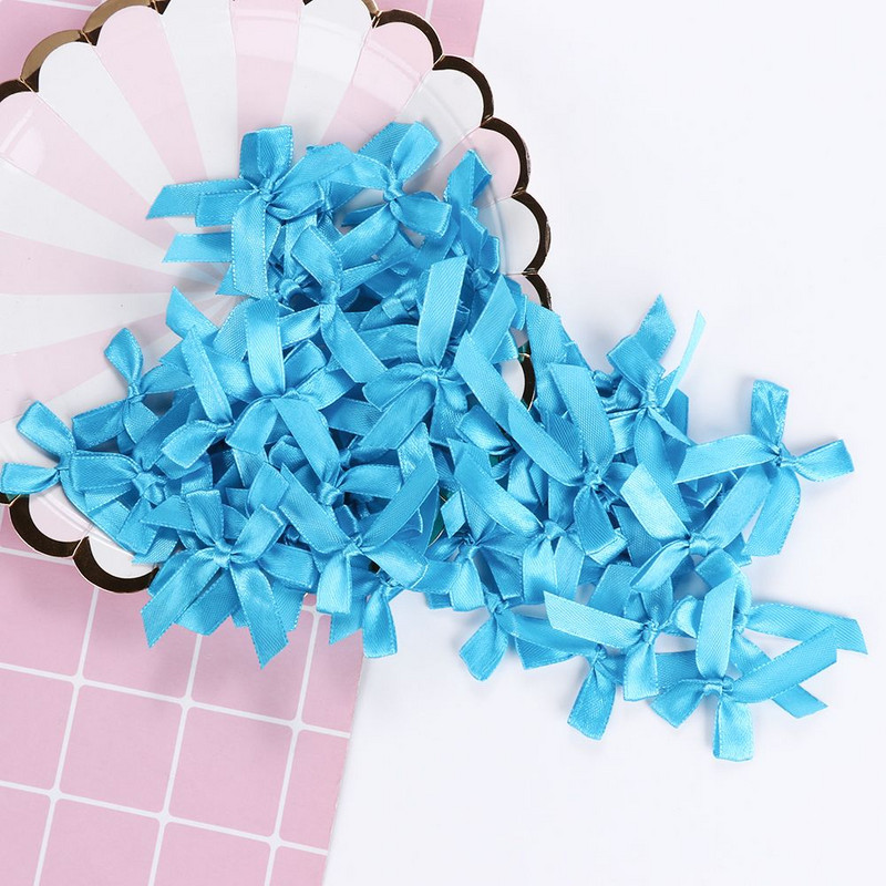 100 gab., 45*35 mm rozā satīna lentes bantītes dekorēšanas komplekti, dāvanu komplekti, mazi puķu bantītes amatniecībai kāzu bantītes piedzimšanai, DIY ballīšu dekorēšanai