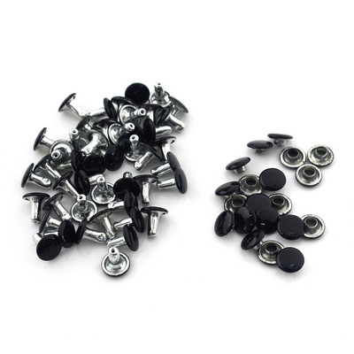 100 σετ 6/8mm Μεταλλικό Διπλό Καπάκι Πριτσίνια Καρφιά Μαύρο Λευκό Στρογγυλό κεφάλι Δερμάτινη τσάντα χειροτεχνίας Ζώνη Ρούχα Καπέλο Παπούτσια Διακόσμηση γιακά για κατοικίδια