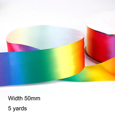Új 5 yard/tétel szatén kétoldalas szivárvány szalagok Ajándékcsomagolás DIY kézzel készített karácsonyi/újévi/esküvői ajándék/parti dekoráció