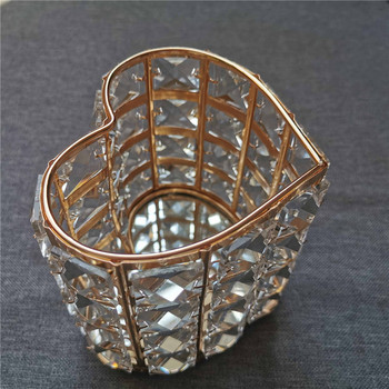 Модна кристална четка за съхранение на четка за грим Тръба във формата на сърце Молив за вежди Органайзер за червило