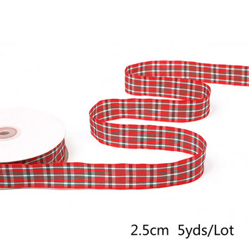 5 ярда/партида 2,5 см. Множество варианти Шотландска карирана решетъчна щампована лента за Направи си сам декорация на дома Опаковане на подаръци Коледни панделки