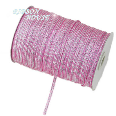 (40 metri/lots) 1/8'' (3mm) rozā Metāliska Glitter Ribbon Krāsainu dāvanu iepakojuma lentu vairumtirdzniecība