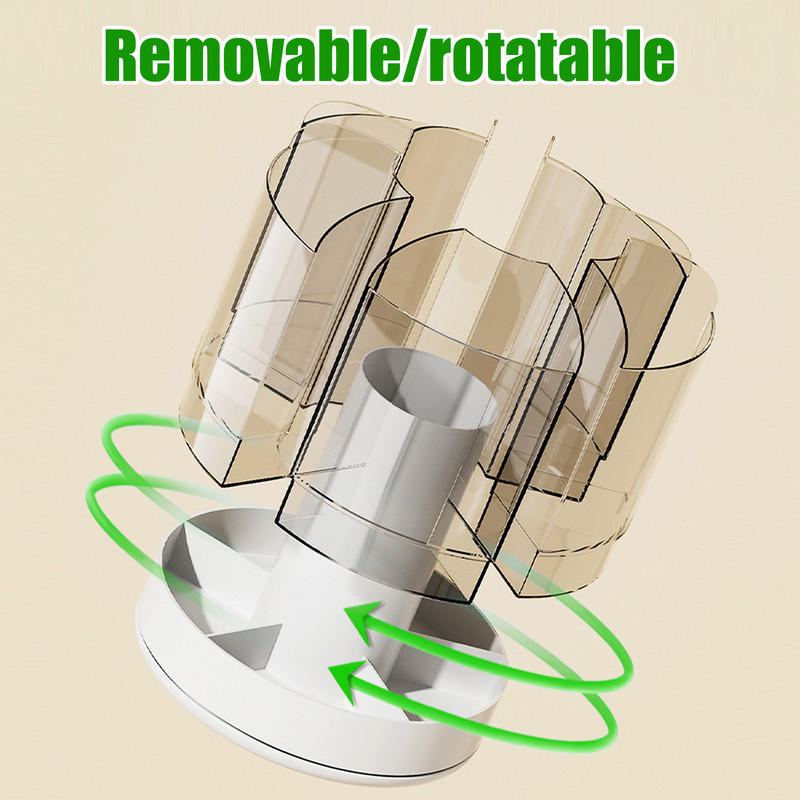 Rotējams zīmuļu organizētājs ar 6 nodalījumiem 360° grozāms, noņemams kosmētikas uzglabāšanas kastīte, apaļa, grozāma kosmētikas otiņa