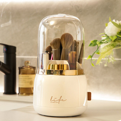 Organizator rotativ de perie de machiaj 360 pentru vanitate cu capac Suport pentru ruj pentru sprâncene Cutie de depozitare pentru fard de ochi Organizator cosmetic de lux
