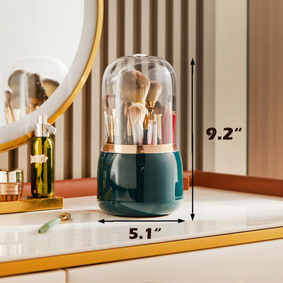 360 Rotējoša aplauzuma otu organizators iedomībai ar vāku lūpu krāsas Uzacu turētājs Acu ēnu uzglabāšanas kastīte Luksusa kosmētikas organizators