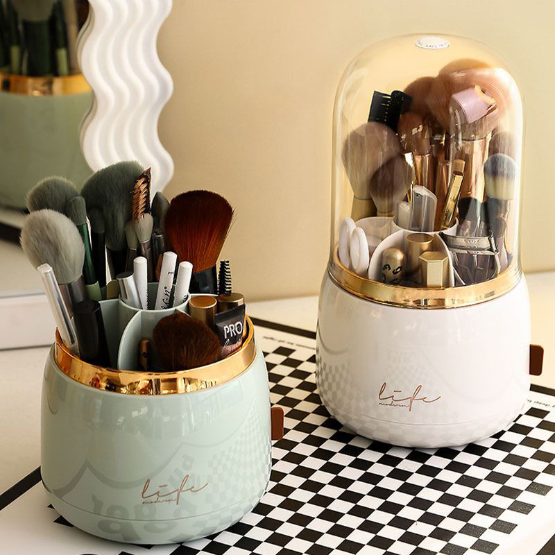 360 Rotējoša aplauzuma otu organizators iedomībai ar vāku lūpu krāsas Uzacu turētājs Acu ēnu uzglabāšanas kastīte Luksusa kosmētikas organizators