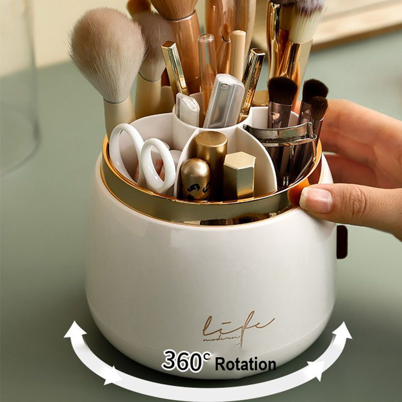 360 Rotējoša aplauzuma otu organizators iedomībai ar vāku lūpu krāsas Uzacu turētājs Acu ēnu uzglabāšanas kastīte Luksusa kosmētikas organizators