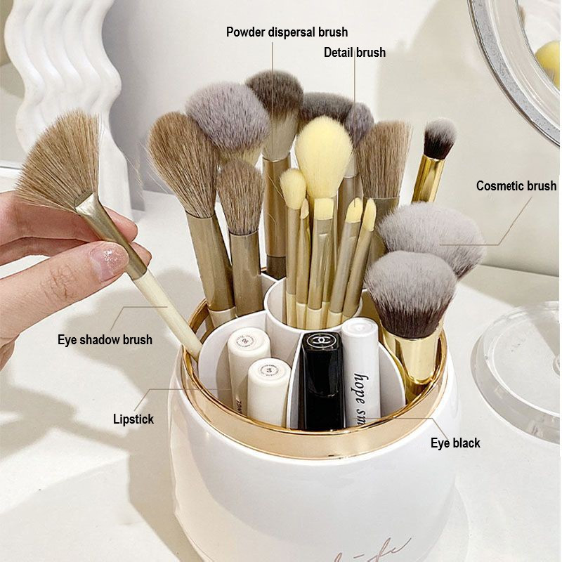 360 Rotējoša aplauzuma otu organizators iedomībai ar vāku lūpu krāsas Uzacu turētājs Acu ēnu uzglabāšanas kastīte Luksusa kosmētikas organizators