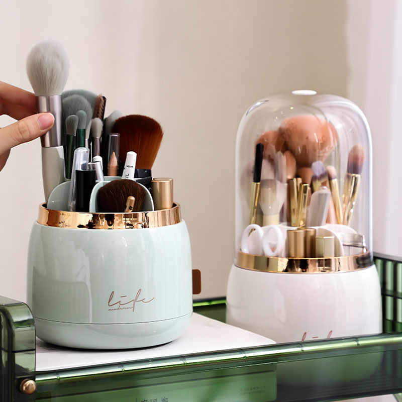 360 Rotējoša aplauzuma otu organizators iedomībai ar vāku lūpu krāsas Uzacu turētājs Acu ēnu uzglabāšanas kastīte Luksusa kosmētikas organizators