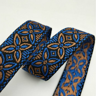 ZERZEEMOOY JAUNS 1 colla 25 mm 5 jardi/gabals 4 krāsu augstas kvalitātes ģeometrijas ziedi, austa žakarda lente QDZD19121603