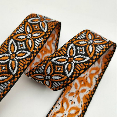 ZERZEEMOOY JAUNS 1 colla 25 mm 5 jardi/gabals 4 krāsu augstas kvalitātes ģeometrijas ziedi, austa žakarda lente QDZD19121603