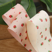 Ιμάντες 5 Yards 25 Strawberry Print 38mm με απομίμηση βαμβακιού και λινή κορδέλα για DIY Αξεσουάρ ρούχων με φιόγκο Περιτύλιγμα δώρου