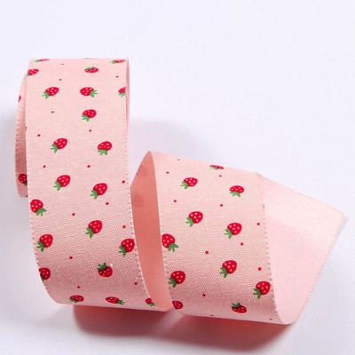 Ιμάντες 5 Yards 25 Strawberry Print 38mm με απομίμηση βαμβακιού και λινή κορδέλα για DIY Αξεσουάρ ρούχων με φιόγκο Περιτύλιγμα δώρου