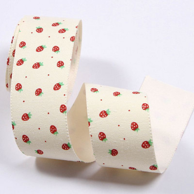 Ιμάντες 5 Yards 25 Strawberry Print 38mm με απομίμηση βαμβακιού και λινή κορδέλα για DIY Αξεσουάρ ρούχων με φιόγκο Περιτύλιγμα δώρου