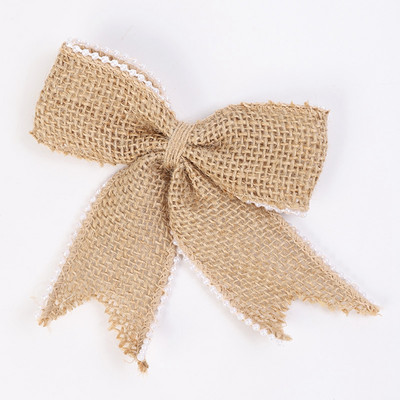 5/10 τμχ Συσκευασία δώρου Vintage κορδέλα από γιούτα Φιόγκοι για χειροτεχνίες DIY από φυσική γιούτα λινάτσα κορδέλα δαντέλα Χριστουγεννιάτικη διακόσμηση γάμου Σπίτι