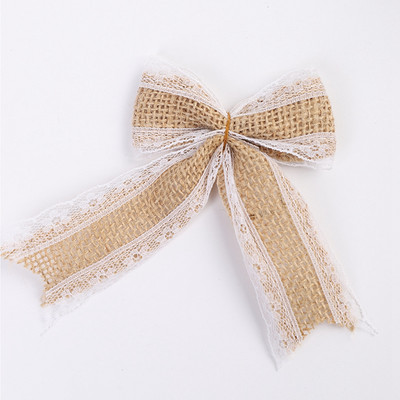 5/10 τμχ Συσκευασία δώρου Vintage κορδέλα από γιούτα Φιόγκοι για χειροτεχνίες DIY από φυσική γιούτα λινάτσα κορδέλα δαντέλα Χριστουγεννιάτικη διακόσμηση γάμου Σπίτι