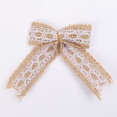 5/10 τμχ Συσκευασία δώρου Vintage κορδέλα από γιούτα Φιόγκοι για χειροτεχνίες DIY από φυσική γιούτα λινάτσα κορδέλα δαντέλα Χριστουγεννιάτικη διακόσμηση γάμου Σπίτι