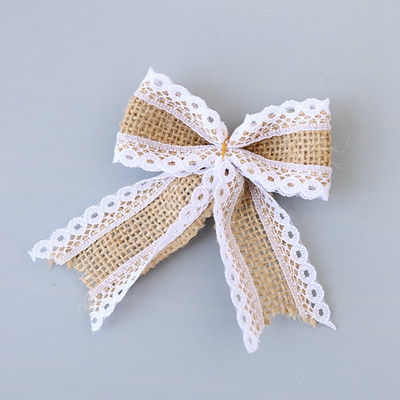 5/10 τμχ Συσκευασία δώρου Vintage κορδέλα από γιούτα Φιόγκοι για χειροτεχνίες DIY από φυσική γιούτα λινάτσα κορδέλα δαντέλα Χριστουγεννιάτικη διακόσμηση γάμου Σπίτι