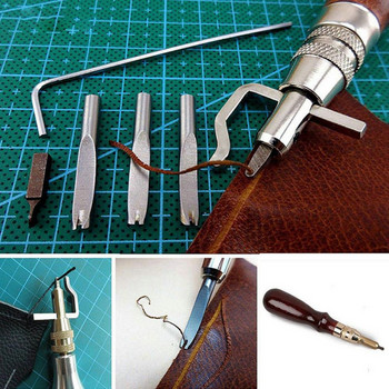7 в 1 Pro Leather Craft Groover Crease Leather Stitching Tool Edge Press Kit Регулируеми шевове Leatherworking Шевни инструменти