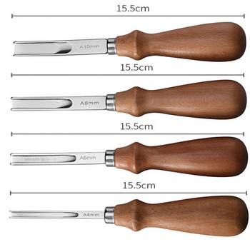 A4mm A6mm A8mm A10mm Практичен инструмент за скосяване на кожени ръбове Skiving Beveling Knife DIY режещ инструмент за ръчна изработка с дървена дръжка