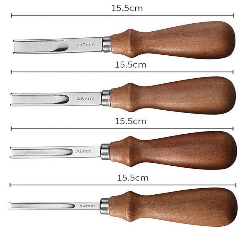 A4mm A6mm A8mm A10mm Praktikus Bőr Craft Edge Beveler Lekerekítő Kés Barkácsolás Kézi Vágó Kézi Szerszám fa fogantyúval
