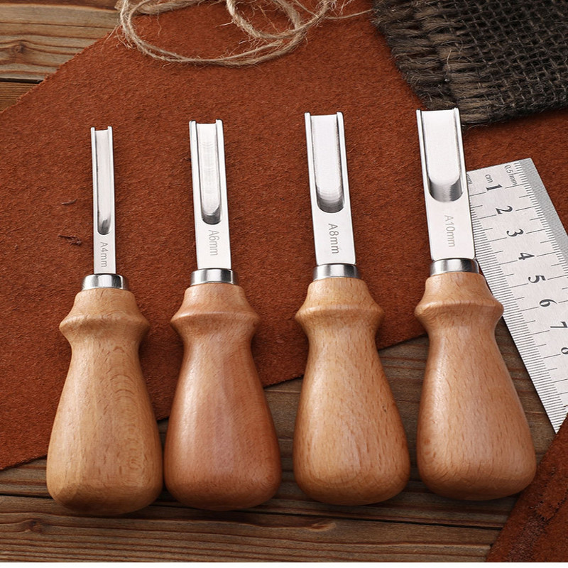 A4mm A6mm A8mm A10mm Praktikus Bőr Craft Edge Beveler Lekerekítő Kés Barkácsolás Kézi Vágó Kézi Szerszám fa fogantyúval