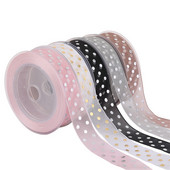 5m/lot 25mm visokokvalitetne bronzane točkice vrpce od organze za vjenčanja Božićni ukrasi buket darovi mašna DIY vrpca