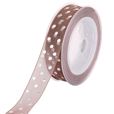 5m/lot 25mm visokokvalitetne bronzane točkice vrpce od organze za vjenčanja Božićni ukrasi buket darovi mašna DIY vrpca