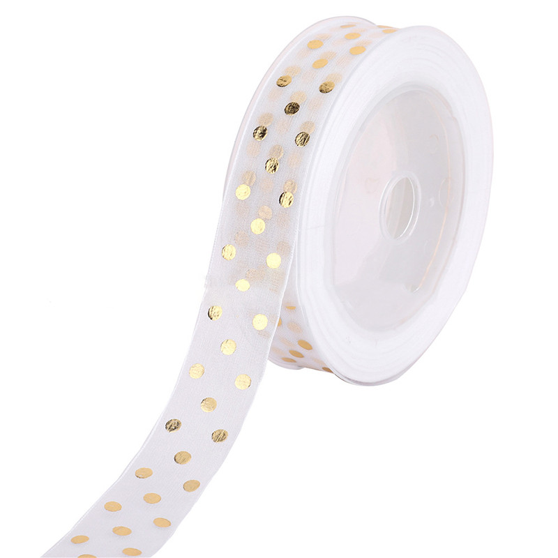 5 m/partija 25 mm Augstas kvalitātes bronzas punktiņu organzas lentes kāzu ballītēm Ziemassvētku rotājumi, pušķi, dāvanas, bantītes, DIY lente