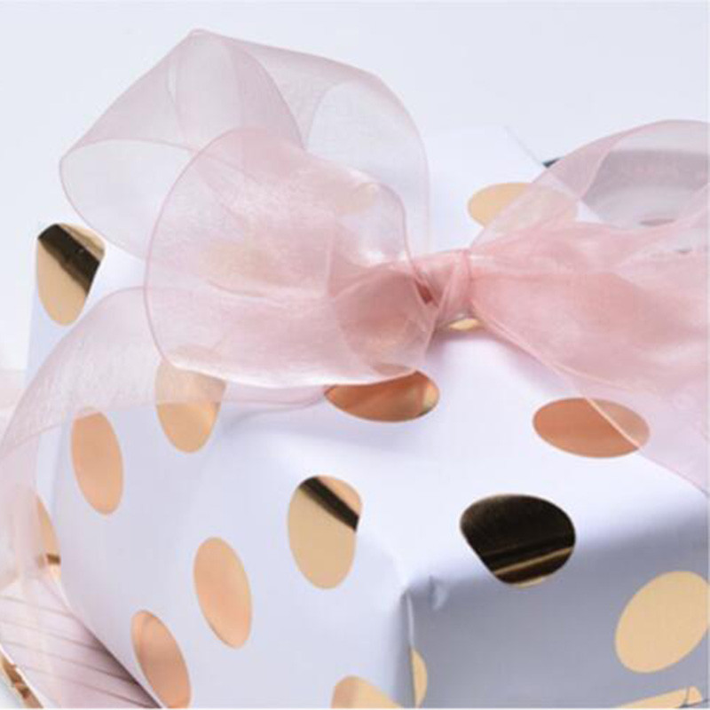 5 m/partija 25 mm Augstas kvalitātes bronzas punktiņu organzas lentes kāzu ballītēm Ziemassvētku rotājumi, pušķi, dāvanas, bantītes, DIY lente