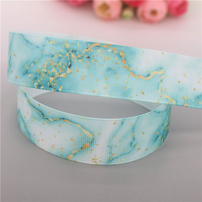 DHK 7/8'' 5 jardi ar marmoru apdrukāta grosgrain lente Aksesuāri Materiāls Galvassegas Dekorācijas DIY Šūšanas amatniecība B2206