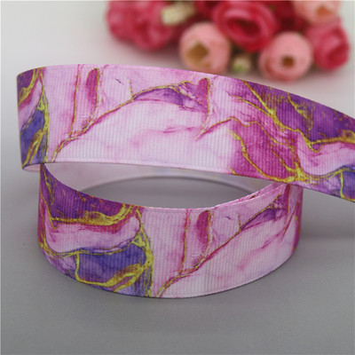 DHK 7/8'' 5 jardi ar marmoru apdrukāta grosgrain lente Aksesuāri Materiāls Galvassegas Dekorācijas DIY Šūšanas amatniecība B2206