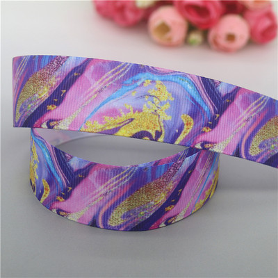 DHK 7/8'' 5 jardi ar marmoru apdrukāta grosgrain lente Aksesuāri Materiāls Galvassegas Dekorācijas DIY Šūšanas amatniecība B2206