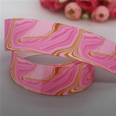DHK 7/8'' 5 jardi ar marmoru apdrukāta grosgrain lente Aksesuāri Materiāls Galvassegas Dekorācijas DIY Šūšanas amatniecība B2206