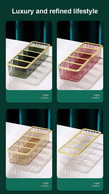 Акрилна козметична кутия 5 решетки Наслоена кутия за съхранение на грим Органайзер Рафт Контейнер Настолен плот Червило Парфюм Превъзходно качество