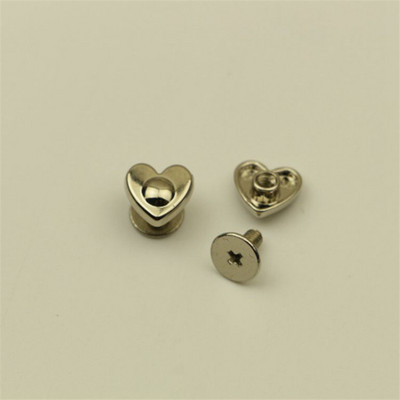 XUNZHE 20Gb 8mm metāla sirds formas spainis nagu kniedes DIY roku darbs ādas somas dekorēšana apakšējā sprādze pēdas tapas ādas skrūve