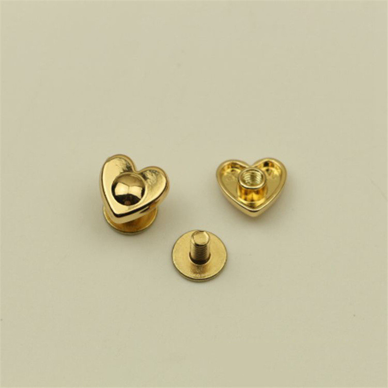 XUNZHE 20Gb 8mm metāla sirds formas spainis nagu kniedes DIY roku darbs ādas somas dekorēšana apakšējā sprādze pēdas tapas ādas skrūve