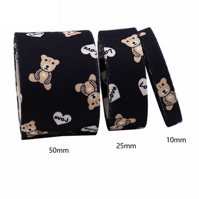 2 metru karikatūras lācis, apdrukāta Grosgrain lente, DIY šūšanas aksesuārs matu bantīte dāvanu iesaiņošana ar rokām izgatavots iepakojuma dekorācijas materiāls