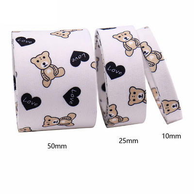 2 metru karikatūras lācis, apdrukāta Grosgrain lente, DIY šūšanas aksesuārs matu bantīte dāvanu iesaiņošana ar rokām izgatavots iepakojuma dekorācijas materiāls