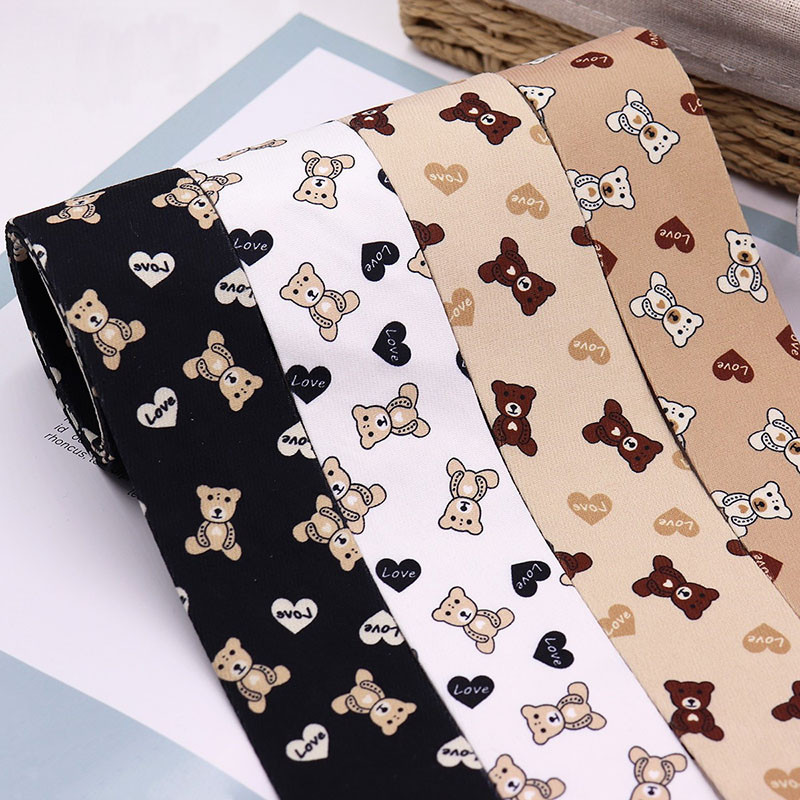 2 metru karikatūras lācis, apdrukāta Grosgrain lente, DIY šūšanas aksesuārs matu bantīte dāvanu iesaiņošana ar rokām izgatavots iepakojuma dekorācijas materiāls