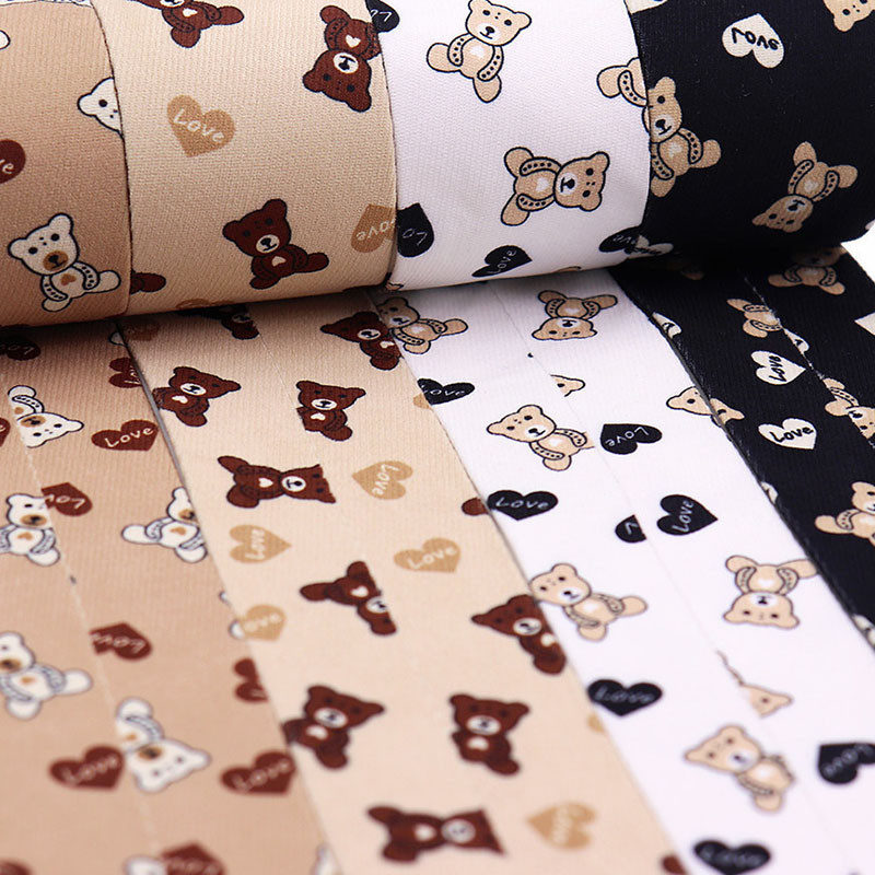 2 metru karikatūras lācis, apdrukāta Grosgrain lente, DIY šūšanas aksesuārs matu bantīte dāvanu iesaiņošana ar rokām izgatavots iepakojuma dekorācijas materiāls