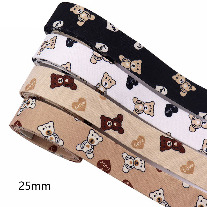 2 metru karikatūras lācis, apdrukāta Grosgrain lente, DIY šūšanas aksesuārs matu bantīte dāvanu iesaiņošana ar rokām izgatavots iepakojuma dekorācijas materiāls
