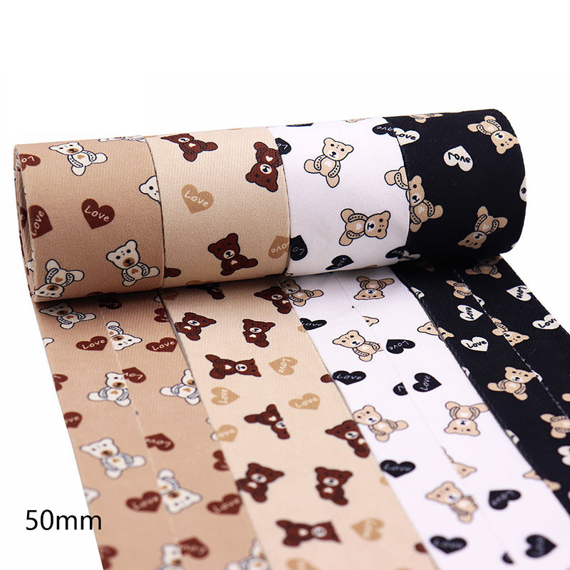 2 metru karikatūras lācis, apdrukāta Grosgrain lente, DIY šūšanas aksesuārs matu bantīte dāvanu iesaiņošana ar rokām izgatavots iepakojuma dekorācijas materiāls
