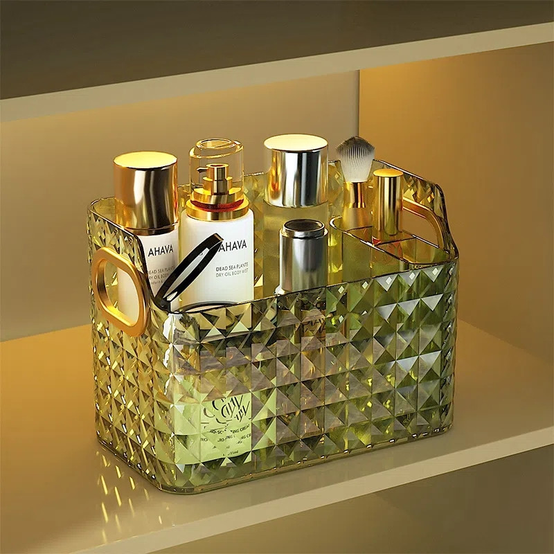 Pretty Makeup Organizer Caurspīdīga kosmētikas uzglabāšanas kastīte Aplauzuma otiņas Turētājs Lūpu krāsas organizators Darbvirsmas Dažādi Organizācija